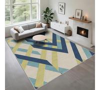 Kunsen Tappeto Classico Salotto Facile Da Curare blu 200x280cm, Le strisce moderne sono usate nel corridoio della camera da letto del ragazzo