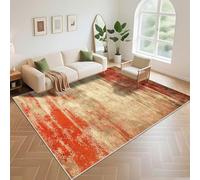 Kunsen Tappeto Lavabile Resistente All'Usura 120x160cm, Rosso arancione Design astratto moderno per il soggiorno camera da letto adolescente