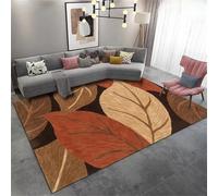 Kunsen Tappeto Pelo Corto decorazioni per la casa Marrone Il motivo a foglie facile da curare è adatto soggiorno e corridoio 160x200CM