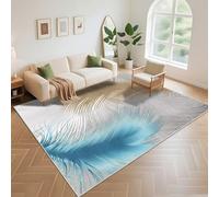 Kunsen Tappeto Per Cucina Lavabile 200x280cm, Blu grigio Grande decorazione di piume per il corridoio del soggiorno