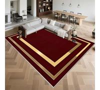 Kunsen Tappeto per Salotto Pelo Corto 160x200cm,Moderna Semplicità,Antiscivolo per Cameretta Bambino,Sotto Tavolo Da Pranzo,Balcone Rosso
