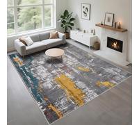 Kunsen Tappeto Salotto Classico Comodo grigio 200x260cm, Disegno astratto per l'ingresso del corridoio del soggiorno