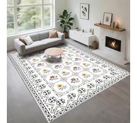 Kunsen Tappeto Salotto Classico Facile Manutenzione beige 150x200cm, Modelli di fiori gialli moderni per lo spogliatoio del soggiorno