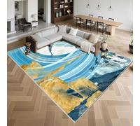 Kunsen Zerbino Ingresso Interno Pelo Corto 50x80cm,Arte Astratta,Lavabile,Antiscivolo per Cameretta,Ufficio,Studio Blu