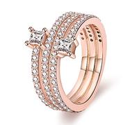 KUNSIR 925 Anelli in Argento Sterling per le Donne Cubic Zirconia Anelli Anello di Fidanzamento Anelli di Personalità R1