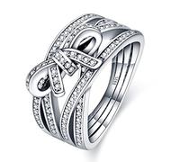 KUNSIR 925 Anelli in Argento Sterling per le Donne Cubic Zirconia Anelli Anello di Fidanzamento Anelli di Personalità R1
