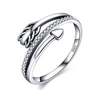 KUNSIR 925 Anelli in Argento Sterling per le Donne Cubic Zirconia Anelli Anello di Fidanzamento Anelli di Personalità