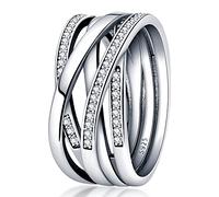 KUNSIR Anello in Argento Sterling 925 con Zirconia Cubica per Donne - Design Vintage Retrò - Anello di Fidanzamento e Personalità - Regalo Perfetto per Occasioni Speciali