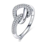 KUNSIR Anello in Argento Sterling 925 con Zirconia Cubica per le Donne, Design Vintage Retrò, Anello di Fidanzamento, Anello di Personalità R1