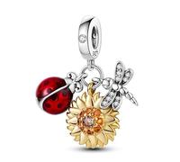 KUNSIR Bead Charm Ciondolo Argento Sterling 925 con Cubic Zirconia Pendenti per Pandora Braccialetti, Compatibile con Braccialetti e Collane europei
