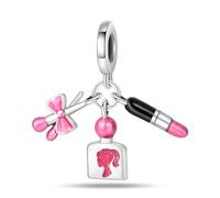 KUNSIR Bead Charm Ciondolo Argento Sterling 925 con Cubic Zirconia Pendenti per Pandora Braccialetti, Compatibile con Braccialetti e Collane europei