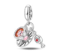 KUNSIR Bead Charm Ciondolo Argento Sterling 925 con Cubic Zirconia Pendenti per Pandora Braccialetti, Compatibile con Braccialetti e Collane europei
