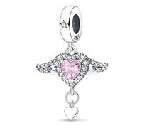 KUNSIR Bead Charm Ciondolo Argento Sterling 925 con Cubic Zirconia Pendenti per Pandora Braccialetti, Compatibile con Braccialetti e Collane europei