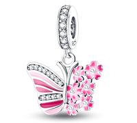 KUNSIR Bead Charm Ciondolo Argento Sterling 925 con Cubic Zirconia Pendenti per Pandora Braccialetti, Compatibile con Braccialetti e Collane europei