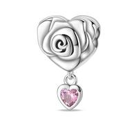 KUNSIR Bead Charm Ciondolo Argento Sterling 925 con Cubic Zirconia Pendenti per Pandora Braccialetti, Compatibile con Braccialetti e Collane europei
