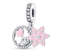 KUNSIR Bead Charm Ciondolo Argento Sterling 925 con Cubic Zirconia Pendenti per Pandora Braccialetti, Compatibile con Braccialetti e Collane europei