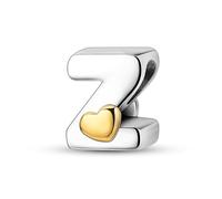 KUNSIR Bead Charm Ciondolo Argento Sterling 925 Lettere con Cubic Zirconia Pendenti per Pandora Braccialetti, Compatibile con Braccialetti e Collane europei