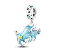 KUNSIR Ciondolo 12 Costellazioni Argento Sterling 925 con Cubic Zirconia Pendenti per Pandora Braccialetti, Compatibile con Braccialetti e Collane europei, perfetto Regali per Moglie e Ragazze
