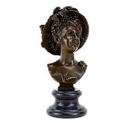 Kunst & Ambiente - Busto per ritratti in bronzo, statuetta da donna in stile liberty, autografata, altezza: 26 cm, base in marmo