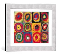 kunst für alle Quadro con Cornice: Wassily Kandinsky Colour Study Squares with Concentric Circles - Stampa Artistica Decorativa, Cornice di Alta qualità, 40x30 cm, Argento Spazzolato