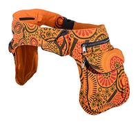 Kunst und Magie, marsupio doppio, colore: arancione/rosso, ideale per festival come quello per gli hippie a Goa