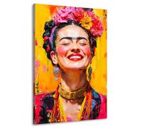 Kunstgestalten24 Frida Kahlo Ride Astratto moderno, su tela, con cornice in vero legno, stampa artistica di alta qualità, 60 x 90 cm, profondità telaio 2 cm
