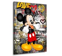 Kunstgestalten24 Immagine su tela di Micky Love and Hate | Quadro su tela con telaio in vero legno | Quadro artistico | Stampe artistiche di alta qualità | Immagini XXL su tela