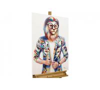 KunstLoft® Dipinto acrilico 'Hipster Lion' | dipinto a mano 60x90cm