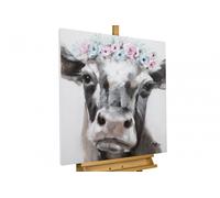KunstLoft® Dipinto acrilico 'Love, Peace & Muh' | dipinto a mano 80x80cm