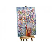 KunstLoft® Dipinto acrilico 'Pavone a colori' | dipinto a mano 70x100cm
