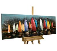 Kunstloft Metallo Rilievo 3D 'Speedy Boats' 150x50x5,5cm Fatto a Mano