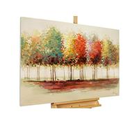 Kunstloft Quadro su tela | 100% DIPINTO A MANO | 120x80cm | Dipinto 'Gradient' | Foresta & Alberi | Giallo Marrone | Arte moderna