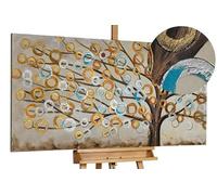 Kunstloft Quadro su tela | 100% DIPINTO A MANO | 140x70cm | Dipinto 'Blues autunnale' | Foresta & Alberi | Rame Beige | Arte moderna