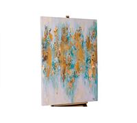Kunstloft Quadro su tela | 100% DIPINTO A MANO | 75x100cm | Dipinto 'Traces of Heaven' | Astratto | Turchese Beige | Arte moderna