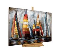 Kunstloft Stravagante metallo relief 3D Sailing to Nowhere' 100x70x5cm | Decorazione parete XXL design fatta a mano | Veliero Barca Mare Colorato | Quadro lussuoso scultura plastico murale