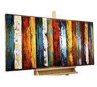 Kunstloft Stravagante Metallo Relief 3D Terza Dimensione' 120x60x4cm | Decorazione Parete XXL Design Fatta a Mano | Astratto Strisce Colorate | Quadro Lussuoso Scultura plastico murale