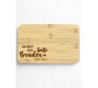 Kunstmanufaktur Engel Tagliere per la colazione, in bambù, con incisione "Du bist der beste Bruder der der Welt", 22 x 14 x 0,8 cm, regalo fratello, idea regalo, in legno, miglior fratello