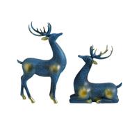 Kuntesetty 2 Pezzi Ornamentali Statue Decorazioni Animali Sculture Resinose Abbellimenti Creativi Facili da Pulire Adatti per Salotto Camera da Letto Studi, Blu