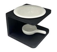 Kuntesetty Diffusore di Aromi, Bruciatore di Oli Essenziali E Portacandele, Finitura in Ceramica Resistente Su Legno, Design Moderno Ventilato, Adatto per L', Bianco Nero