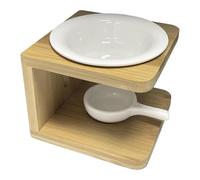 Kuntesetty Diffusore di Aromi, Bruciatore di Oli Essenziali E Portacandele, Finitura in Ceramica Resistente Su Legno, Design Moderno Ventilato, Adatto per L', Bianco