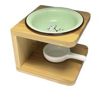 Kuntesetty Diffusore di Aromi, Bruciatore di Oli Essenziali E Portacandele, Finitura in Ceramica Resistente Su Legno, Design Moderno Ventilato, Adatto per L', Verde