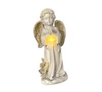 Kuntesetty Scultura da Giardino con Angelo Commemorativo con Regali di Giardinaggio Luminosi, Altezza 30 Cm