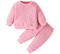 Kunyeah 2 pezzi Abbigliamento per bambina Ragazza Amore Cuore Pullover Toddler Felpa Pantaloni Neonato Lettera Stampa Manica Lunga Top Pant Set (Rosa, 18-24 Mesi)