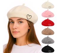 Kunyeah - Berretto in Lana da Donna, Stile Francese, Morbido, Ricamato, Caldo, per Mamma e Figlia