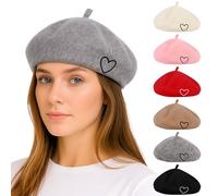 Kunyeah - Berretto in Lana da Donna, Stile Francese, Morbido, Ricamato, Caldo, per Mamma e Figlia