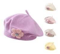 Kunyeah Cappello a Berretto per Bambine Cappello a Berretto Invernale Caldo Toddler Cappello a Maglia in Stile Francese Baby Cute Flower Berets