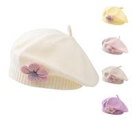 Kunyeah Cappello a Berretto per Bambine Cappello a Berretto Invernale Caldo Toddler Cappello a Maglia in Stile Francese Baby Cute Flower Berets