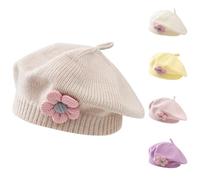 Kunyeah Cappello a Berretto per Bambine Cappello a Berretto Invernale Caldo Toddler Cappello a Maglia in Stile Francese Baby Cute Flower Berets