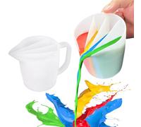 Kunyeah Tazza divisa con manico, 500 ml, in silicone, per versare vernice, fluidi artistici, bicchieri per pittura acrilica, fai da te, accessori per disegni artistici in resina epossidica (4 camere)