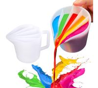Kunyeah Tazza divisa con manico, 500 ml, in silicone, per versare vernice, fluidi artistici, bicchieri per pittura acrilica, fai da te, accessori per disegni artistici in resina epossidica (5 camere)
